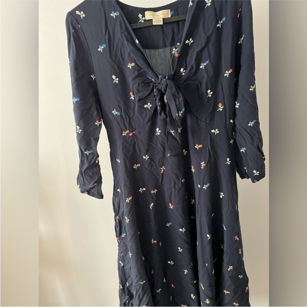 Anthropologie Blue and White Tie Front Sundress